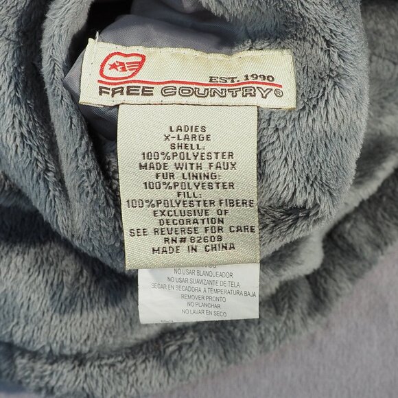 Free Country Vest Womens Extra Large Black Gray Reversible Quilted Faux Fur Soft - Picture 5 of 9